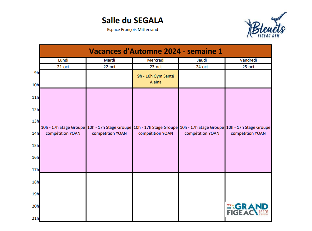 Stages vacances Groupe Yoan